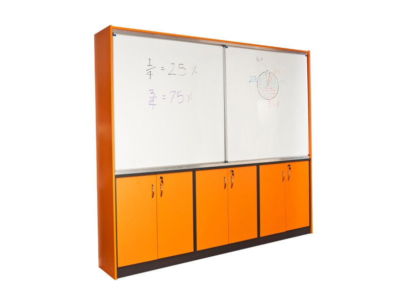 Smart 3200 Teacher Wall with Double Base Cupboards (coloured)